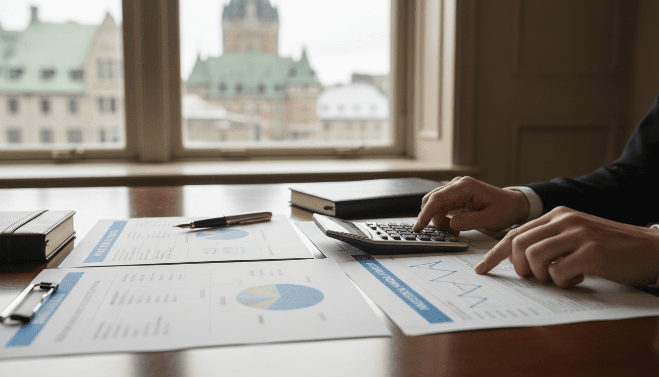 Financial advisor reviewing a program overview document with a client, both engaged in discussion