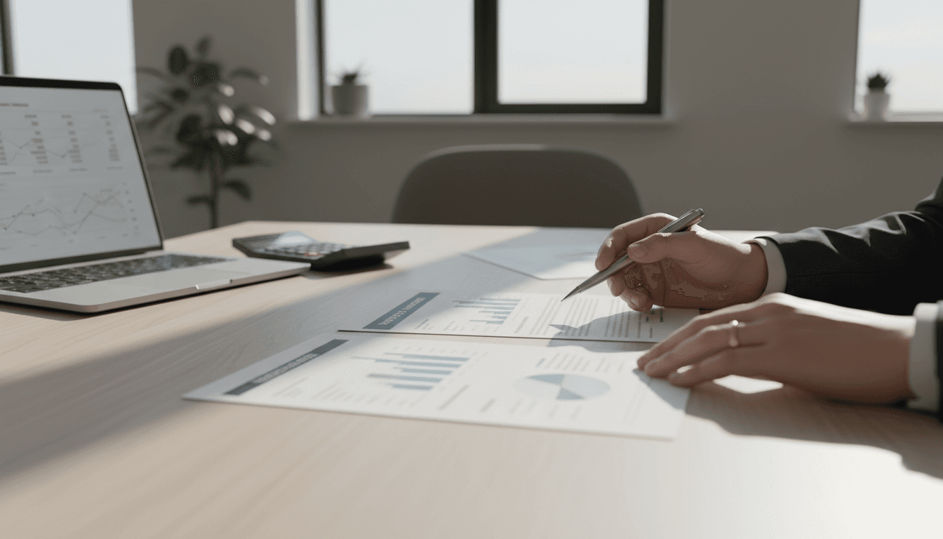 Financial advisor reviewing credit documents with a client in Quebec