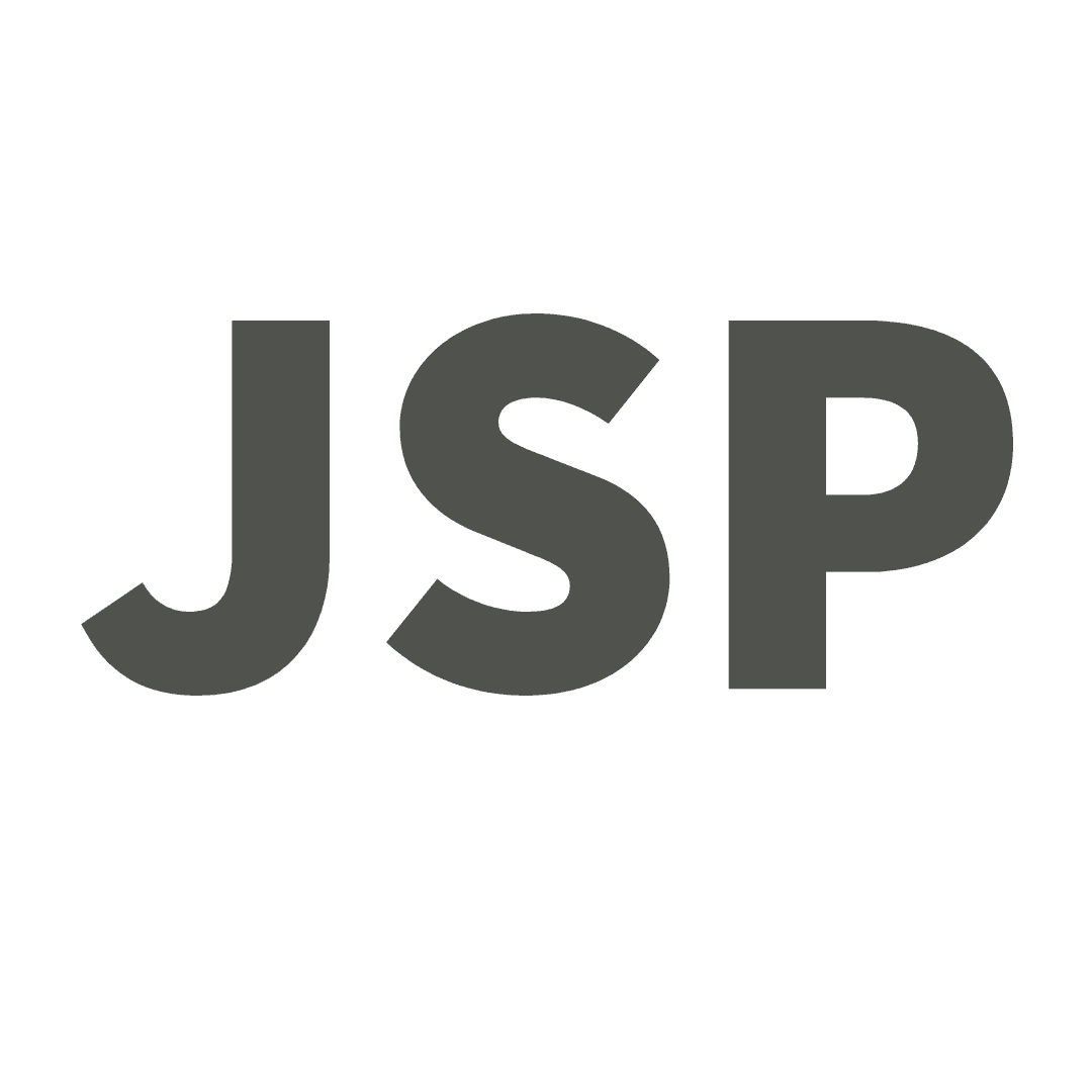 Bold dark gray sans-serif letters spelling JSP centered on a plain white background.