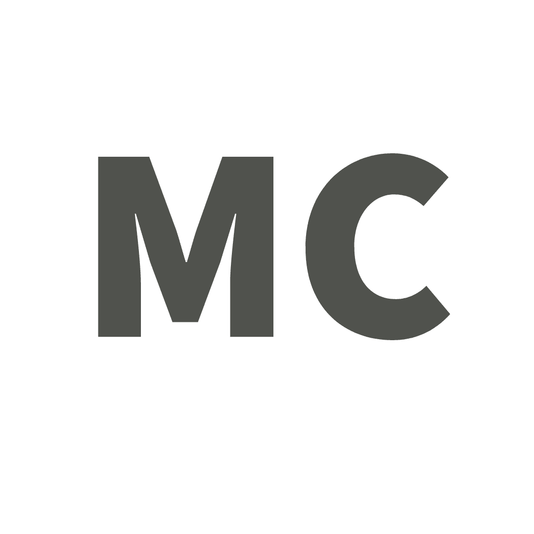Dark gray uppercase letters MC in a bold sans-serif typeface against a white background.
