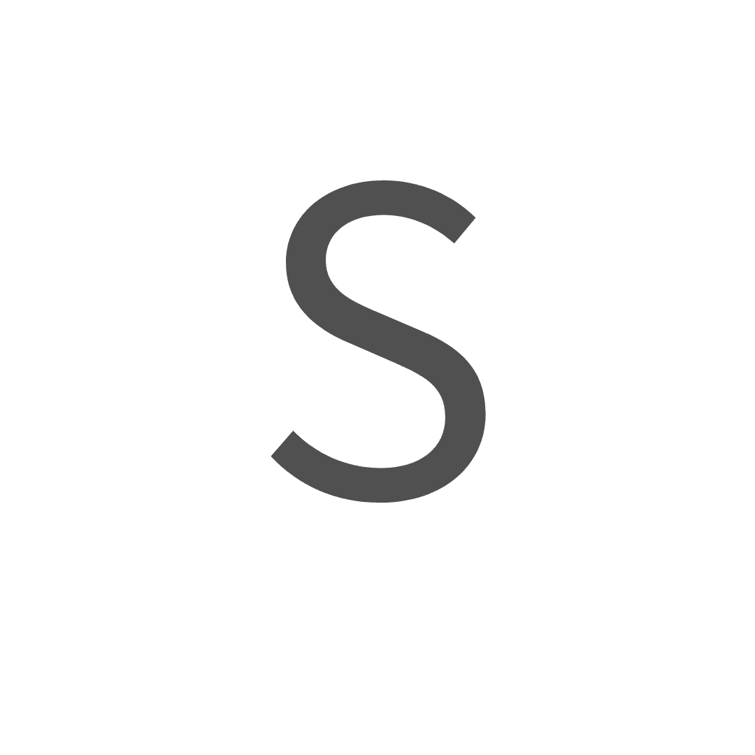 A large, dark gray capital letter S centered on a plain white background.