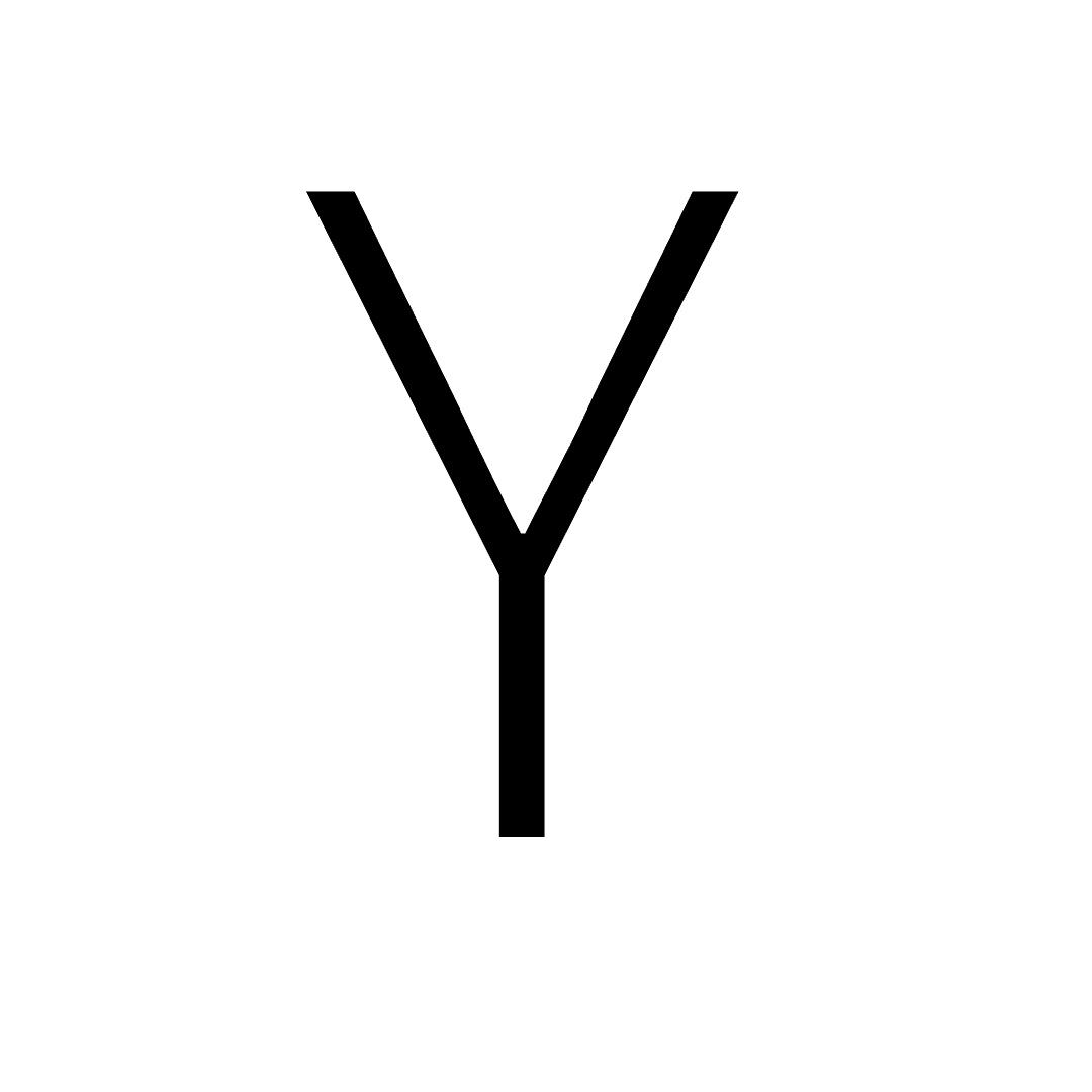 A large, bold black capital letter Y centered on a clean white background.