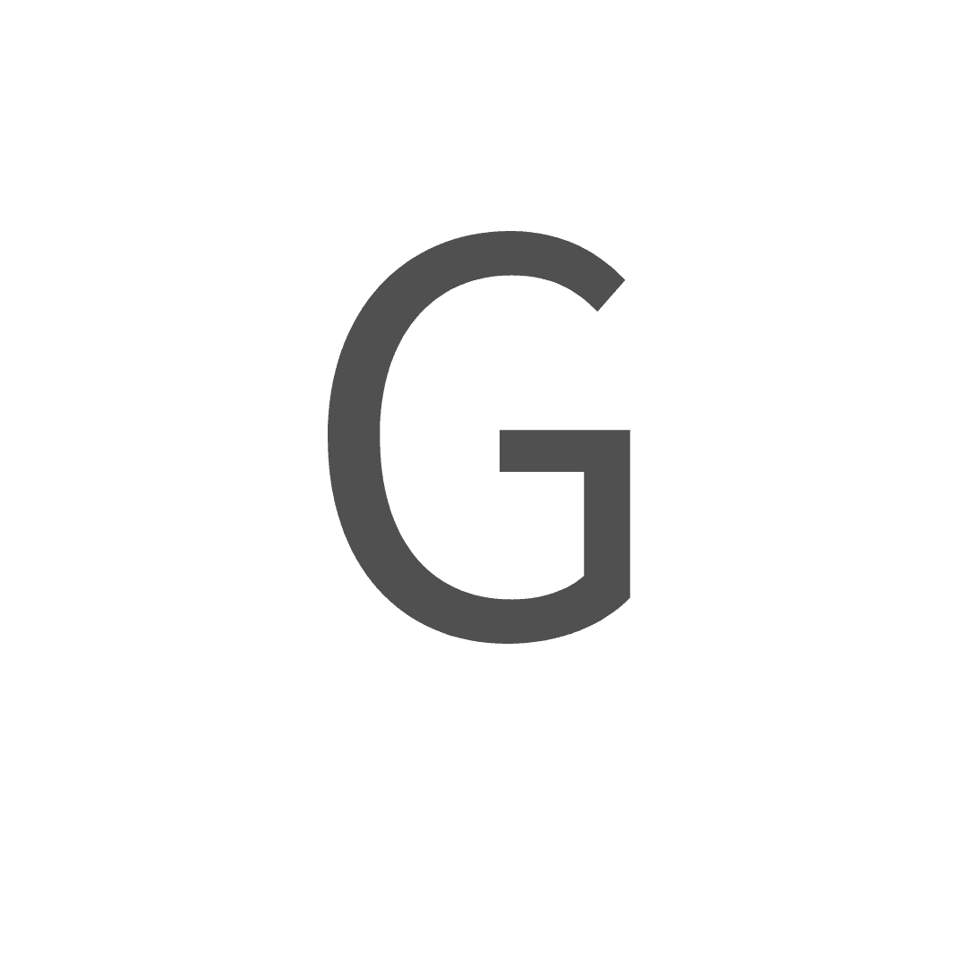 A large, dark gray capital letter G centered on a plain white background.